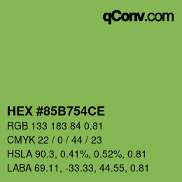 Farbcode: HEX #85B754CE | qconv.com