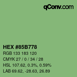 颜色代码: HEX #85B778 | qconv.com