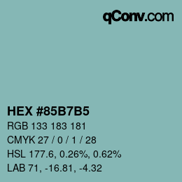 Color code: HEX #85B7B5 | qconv.com