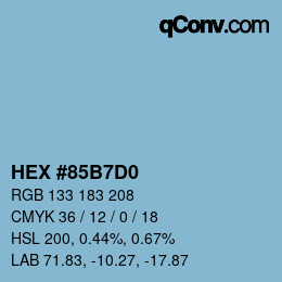 カラーコード: HEX #85B7D0 | qconv.com