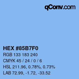 颜色代码: HEX #85B7F0 | qconv.com