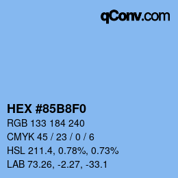 カラーコード: HEX #85B8F0 | qconv.com