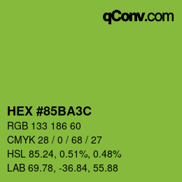 カラーコード: HEX #85BA3C | qconv.com
