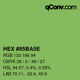 Code couleur: HEX #85BA5E | qconv.com