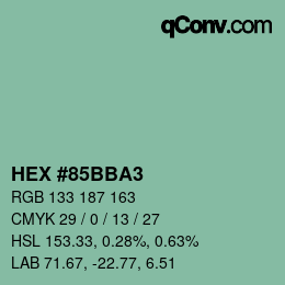 カラーコード: HEX #85BBA3 | qconv.com