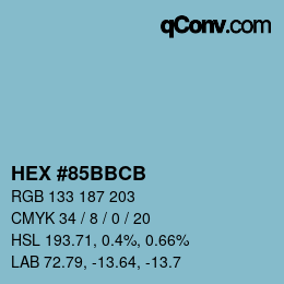 Color code: HEX #85BBCB | qconv.com