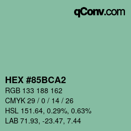 カラーコード: HEX #85BCA2 | qconv.com