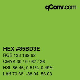 Color code: HEX #85BD3E | qconv.com