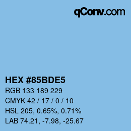 Color code: HEX #85BDE5 | qconv.com