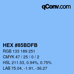 颜色代码: HEX #85BDFB | qconv.com