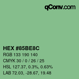 Color code: HEX #85BE8C | qconv.com