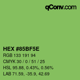 Color code: HEX #85BF5E | qconv.com