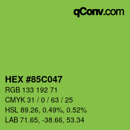 颜色代码: HEX #85C047 | qconv.com