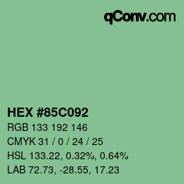 カラーコード: HEX #85C092 | qconv.com