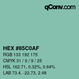 Color code: HEX #85C0AF | qconv.com