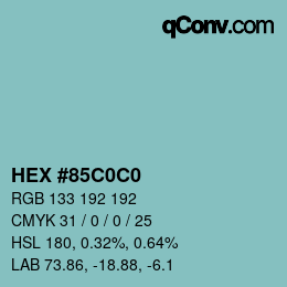 Color code: HEX #85C0C0 | qconv.com