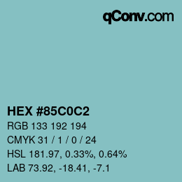 カラーコード: HEX #85C0C2 | qconv.com