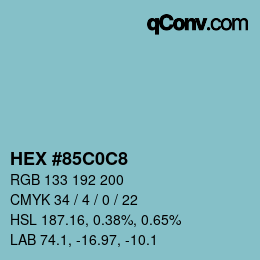 Color code: HEX #85C0C8 | qconv.com
