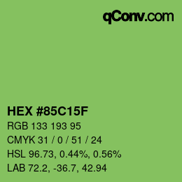 カラーコード: HEX #85C15F | qconv.com