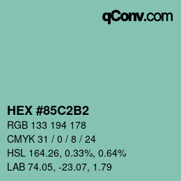 颜色代码: HEX #85C2B2 | qconv.com