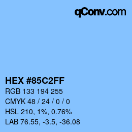 Color code: HEX #85C2FF | qconv.com