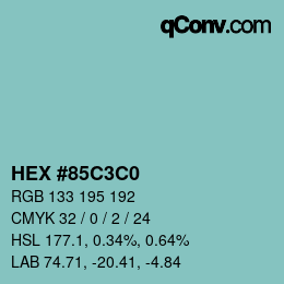 Color code: HEX #85C3C0 | qconv.com