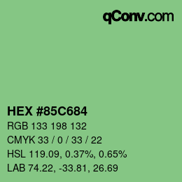 Farbcode: HEX #85C684 | qconv.com