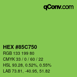 カラーコード: HEX #85C750 | qconv.com
