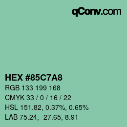 カラーコード: HEX #85C7A8 | qconv.com