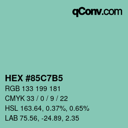 カラーコード: HEX #85C7B5 | qconv.com