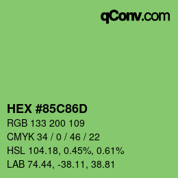 カラーコード: HEX #85C86D | qconv.com