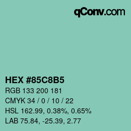 Color code: HEX #85C8B5 | qconv.com