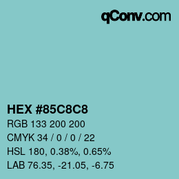 Color code: HEX #85C8C8 | qconv.com