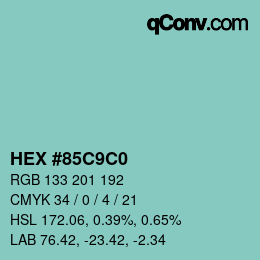 Color code: HEX #85C9C0 | qconv.com