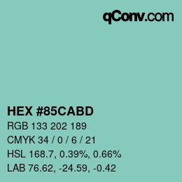 Color code: HEX #85CABD | qconv.com