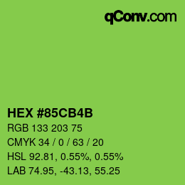 Color code: HEX #85CB4B | qconv.com