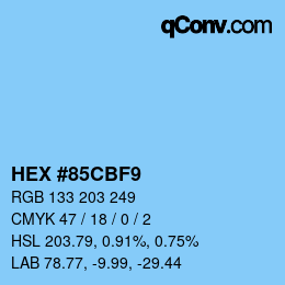 Color code: HEX #85CBF9 | qconv.com
