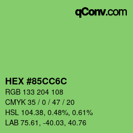 Color code: HEX #85CC6C | qconv.com