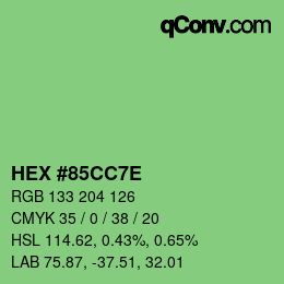 Color code: HEX #85CC7E | qconv.com