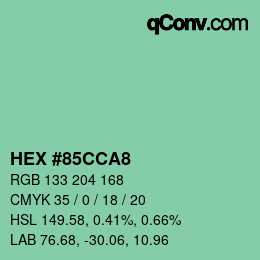 カラーコード: HEX #85CCA8 | qconv.com