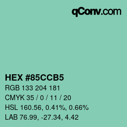 Color code: HEX #85CCB5 | qconv.com