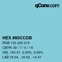 颜色代码: HEX #85CCDB | qconv.com