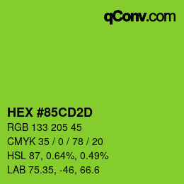颜色代码: HEX #85CD2D | qconv.com