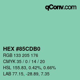 Color code: HEX #85CDB0 | qconv.com