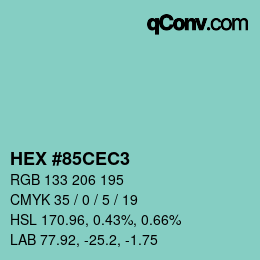 Color code: HEX #85CEC3 | qconv.com