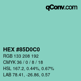 Color code: HEX #85D0C0 | qconv.com