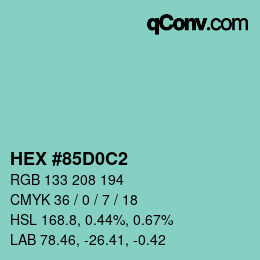Color code: HEX #85D0C2 | qconv.com