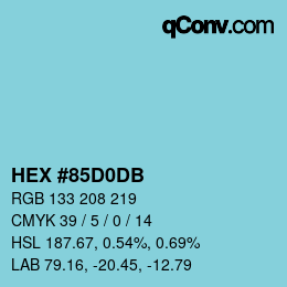 Color code: HEX #85D0DB | qconv.com