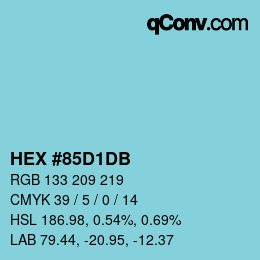 颜色代码: HEX #85D1DB | qconv.com