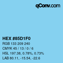 カラーコード: HEX #85D1F0 | qconv.com